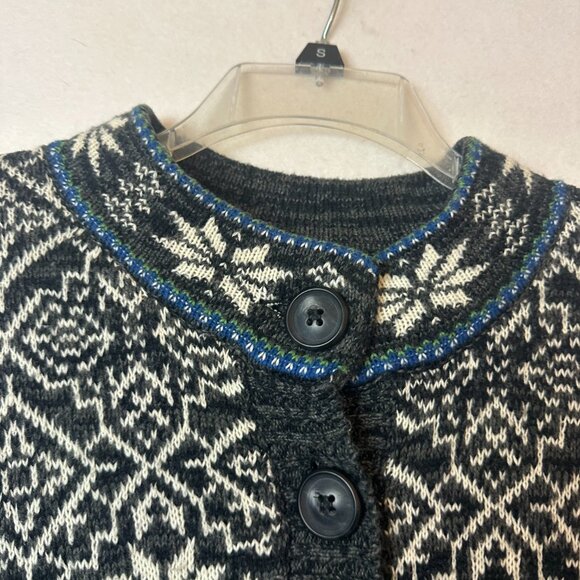 Rosie Neira Anthropologie  Cardigan Sweater M wool blend button up snowflakes - Picture 3 of 7